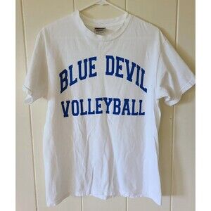 Womens Vintage Sz M Blue Devil Volleyball Sport T-Shirt Tee White